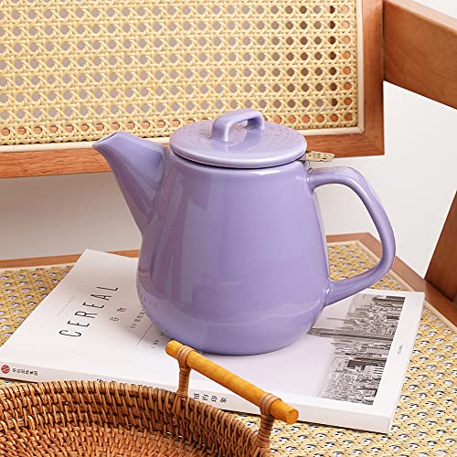 Sweejar Ceramic Teapot, Large Tea Pot With Stainless Steel Infuser, 40 Ounce, Blooming & Loose Leaf Teapot For Tea Lover, Gift, Family (Purple) #TOP2