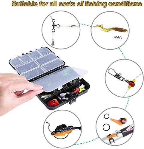 Fishing Tackle Set, Fishing Tackle Accessories Set with Tackle Box Including Barrel Swivels, Off Set Hooks, Swivel Slides, Cross-line Barrel Swivels for Saltwater and Freshwater