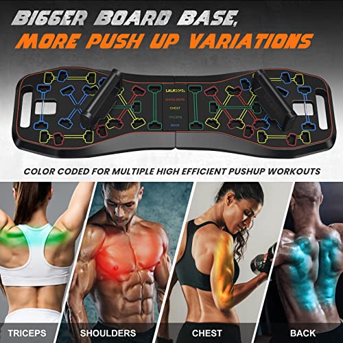 LALAHIGH Portable Home Gym System: Large Compact Push Up Board, Pilates Bar & 20 Fitness Accessories with Resistance Bands Ab Roller Wheel - Full Body Workout for Men and Women, Gift Boyfriend (Black)