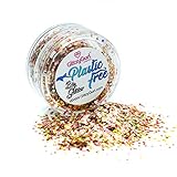Fabricada en Alemania: La purpurina GlitzyGurl, biodegradable y libre de plástico está diseñada en el Reino Unido pero está fabricada por los pioneros de la purpurina sin plástico en Alemania. GlitzyGurl ha trabajado incansablemente con los fabricantes para garantizar que obtengas la mejor purpurina 100 % libre de plástico.