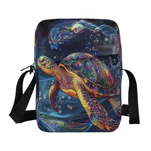 Crossbody Bag Colorful Sea Turtles Messenger Bag for Women Men Purse Shoulder Bag Satchel Bag with Adjustable Strap 214B8904