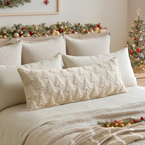Image of MIULEE Christmas Throw Pillow Cover Beige 14x36 Lumbar Body