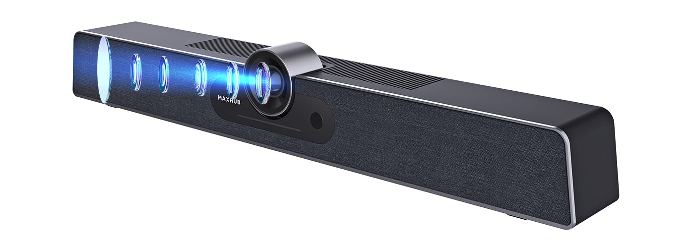 Enther & MAXHUB Video Conference Camera,4K Smart All-in-One Webcam, Microphone and Speaker,120°Wide-Angle,Automatic Speaker Focus,Smart Video&Audio Conferencing System for Small&Huddle Meeting Rooms