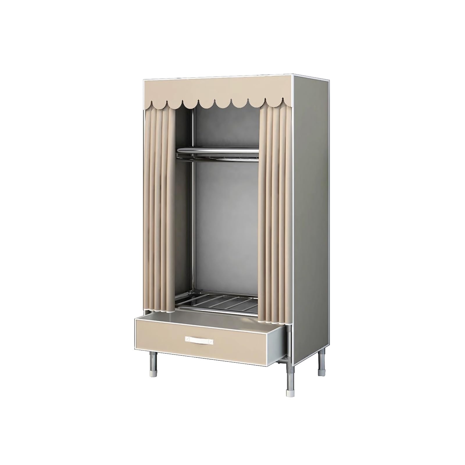 Armadio Robusto Portatile in Tessuto con Cassetti Elevata Capacità Portante Armadio da Campeggio Contenitore Pieghevole per Dormitori e Appartamenti(Brown,75 * 45 * 170cm)