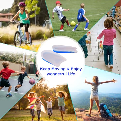 Image of Kids Heel Cups for Heel Pain - 1 Pair Sport Traction Shock Absorbing Lightweight Gel Heel Inserts for Kid's with Sensitive Heels, Heel Spurs, Plantar Fasciitis, or Ankle Pain by Plantarecover(Blue)