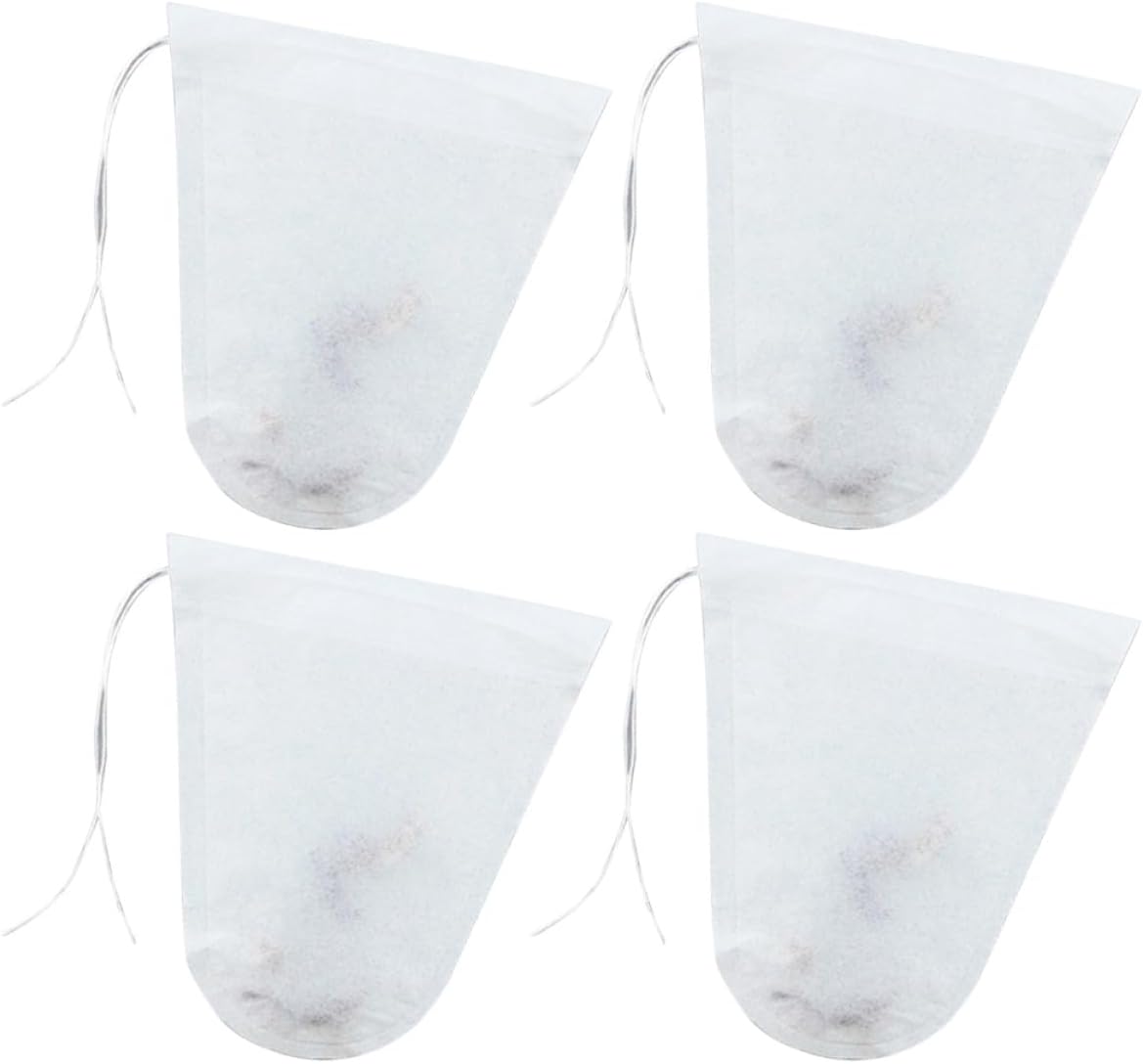 IDEANATEGRATE Disposable Paper Tea Filter Bags with Drawstring, 8×9 Cm White Strainer Bags for Loose Leaf Tea and Coffee Brewing, 100pcs Pack Suitable for Home and Kitchen Use