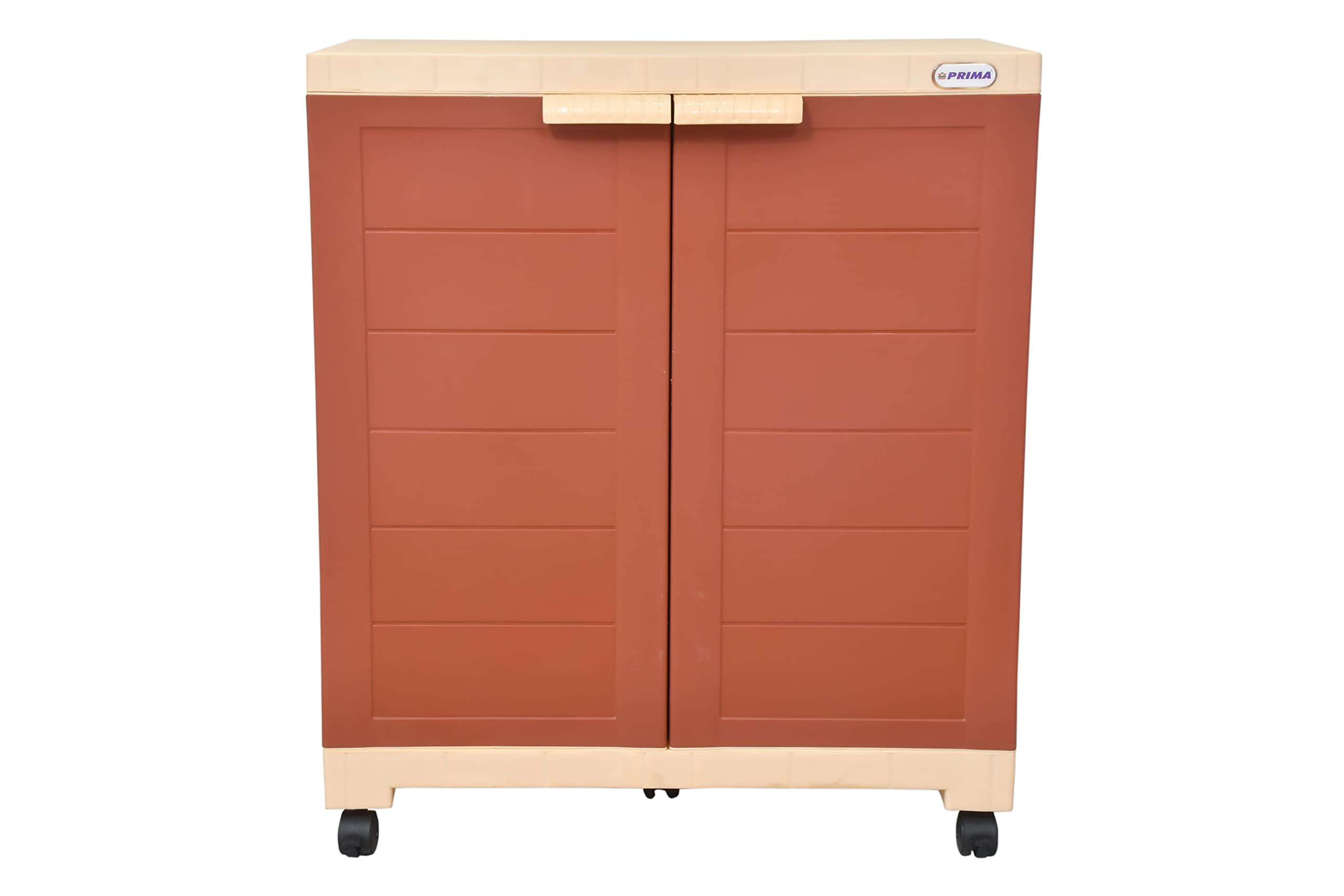 Prima Alfa 360 Plastic Cabinet with Wheel Lockable Casters for Storage | Space Organizer | Cupboard | Living Room | Kids | Multipurpose for Home Kitchen & Office (Brick Red Beige, 1 Shelf)-picture-12