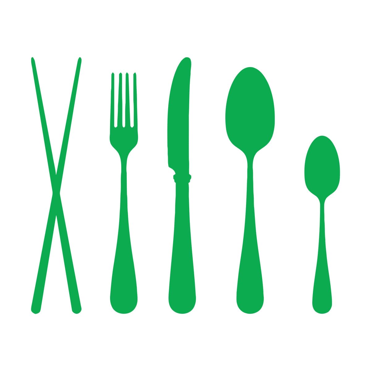 Spoon Knife Fork Wall Stickers Vinyl Decal Vinyl Wall Decal Flatware Cutlery Kitchen Restaurant Decor Stickers Mural Small - 42x52cm โ image 1