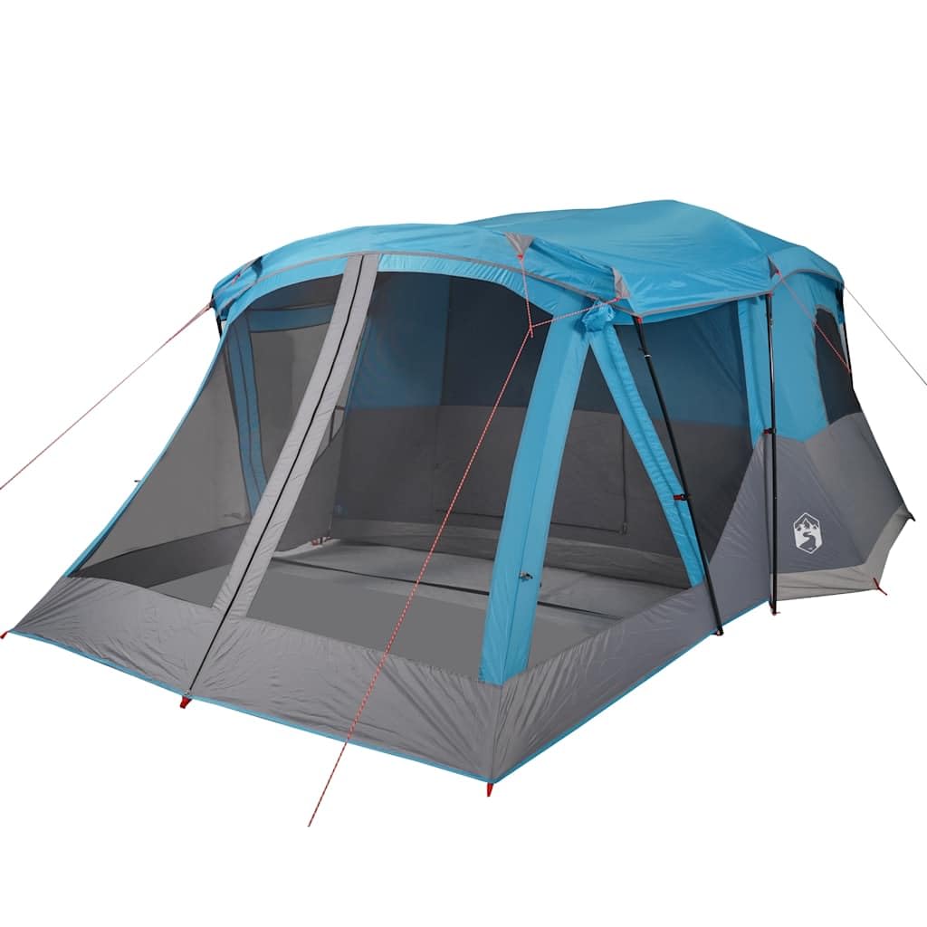 Tenda da campeggio con tenda, 4 persone, blu, impermeabile, in poliestere