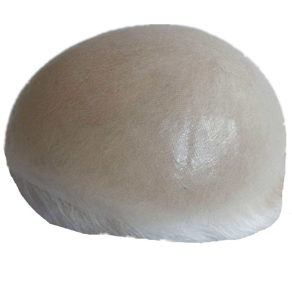 NLW Toupee for Men 0.04 Thin Skin Double Knots 25mm Curl Hairpiece 100% Human Hair System for men wigs Men's Toupee Durable Men's Toupee Real Hair Base Size 8x10 Inch 120% Density #Gray - Image 2