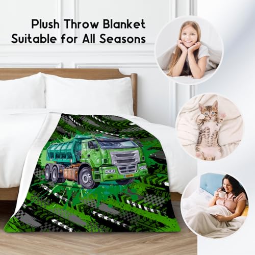 Kids Blankets for Boys Garbage Truck Blanket Gifts - 30x40 Inch Cozy Soft Fleece Throw for Teens Adults