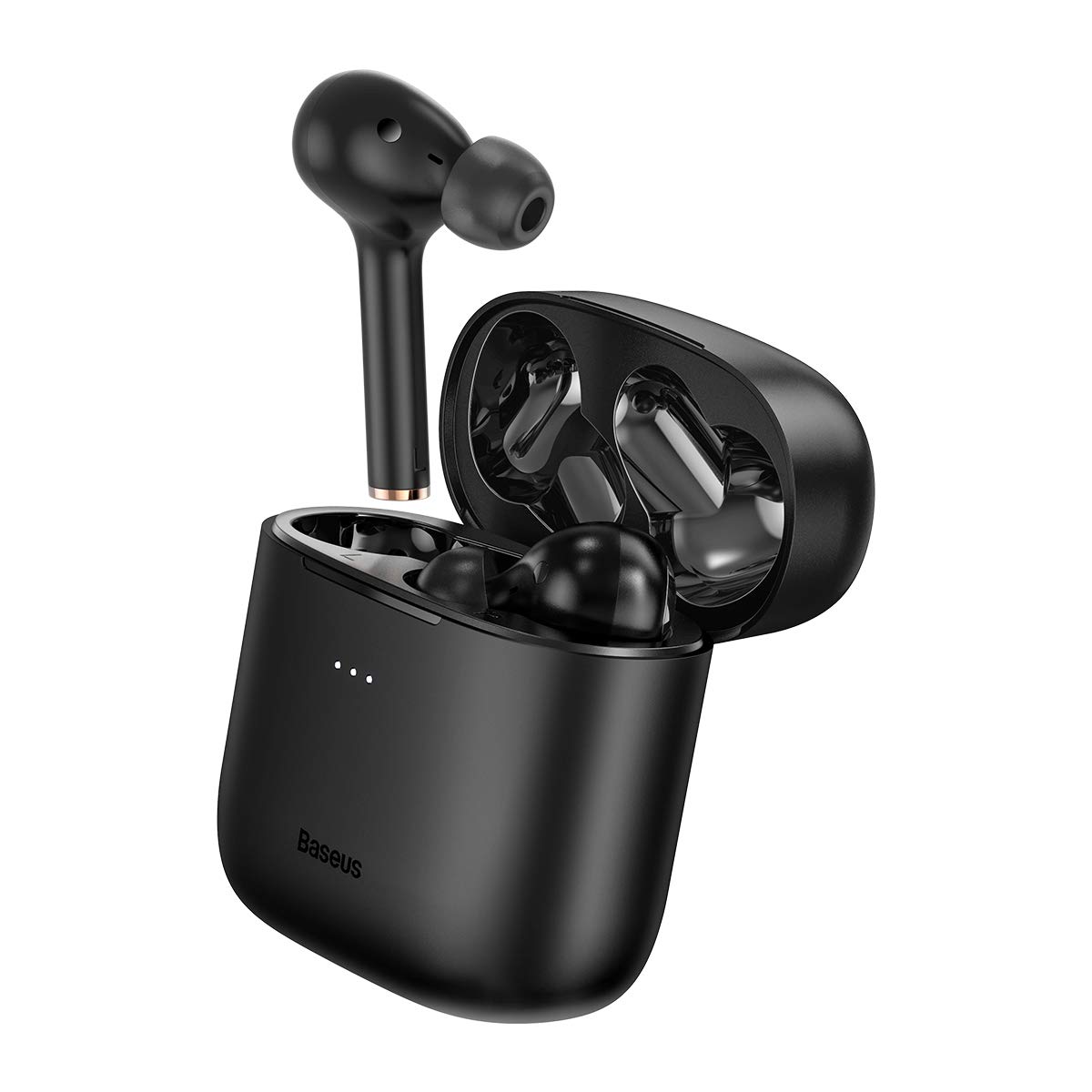 B Baseus Compatible for True wireless earbuds with Double side wireless charging case Waterproof Dustproof Headset Handsfree In-Ear Phone Baseus W06 NGW06 (BLACK)