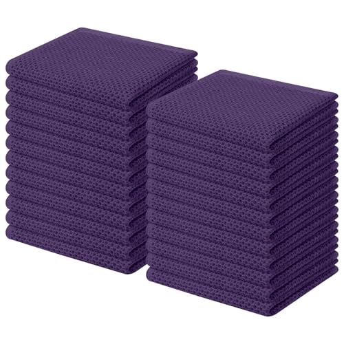 Image of Homaxy 100% Cotton Waffle Weave Kitchen Dish Cloths, Ultra Soft Absorbent Quick Drying Dish Towels, 12 x 12 Inches, 24-Pack, Eggplant