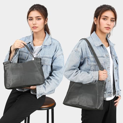 Image of Genuine Leather Women Handbags and Purses Designer Medium Tote Bag Fashion Shoulder Crossbody Satchel Hobo Bag