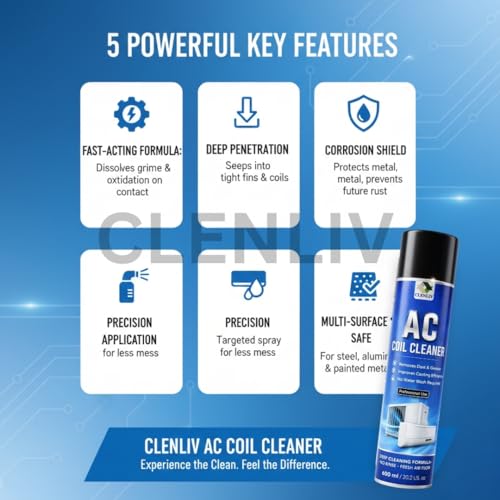 Image of AC Coil Cleaner Foam Spray - Non- Acidic | Heavy Duty | Instant Dirt & Dust Remover | Boosts Cooling Efficiency & Lowers Energy Bills | Professional Grade | 600ml (Pack of 1)