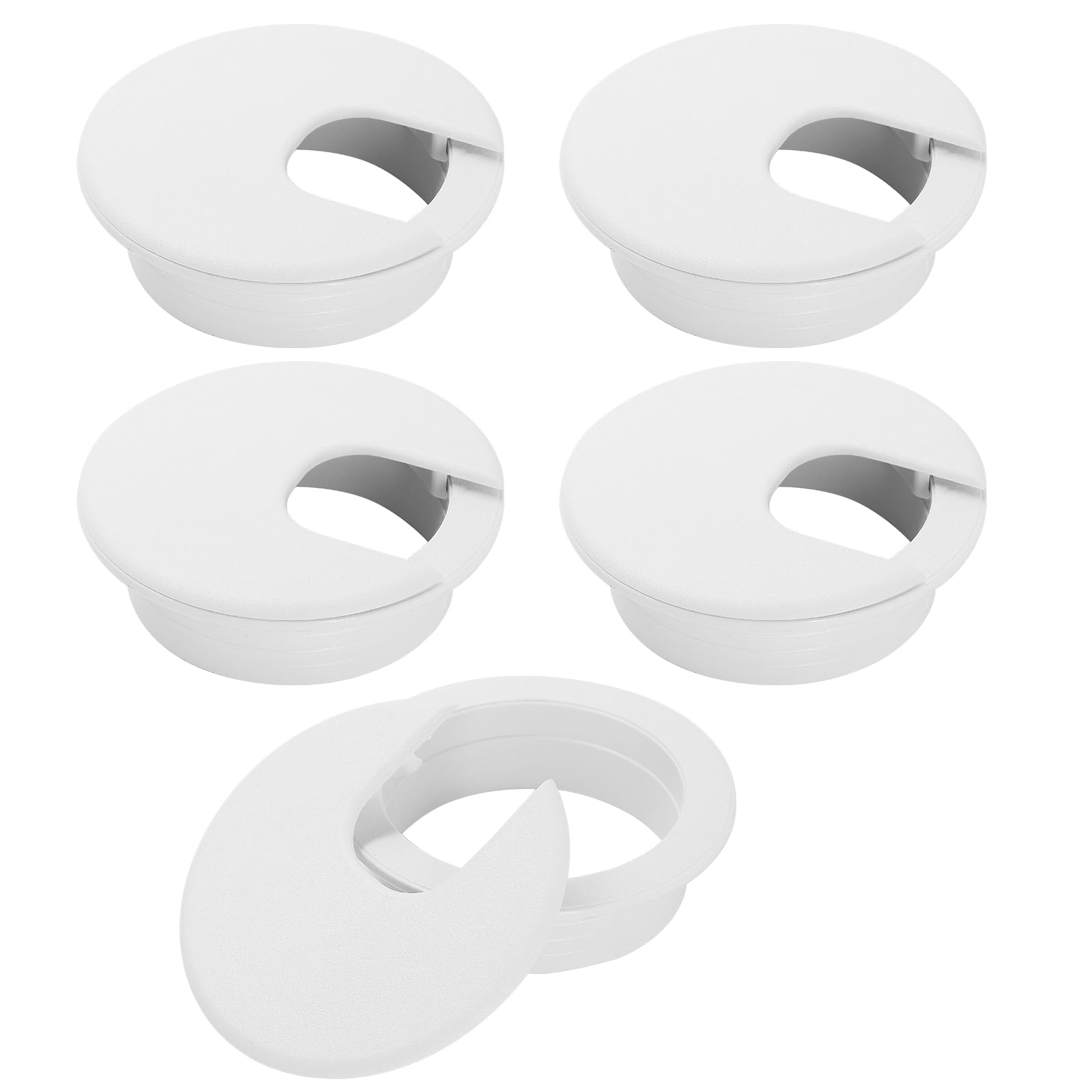 2" White Desk Grommet, JTemgle Plastic Cable Hole Cover Computer Table Cord Wire Organizer Caps Desktop Cord Management for Home Office TV Stands