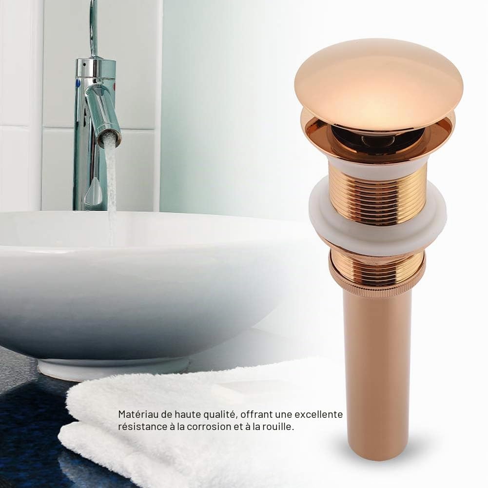 G1-1/4 "Bonde de Vidage Assemblage de Drain Escamotable en Laiton Évier de Vidange Bouchon de Vidange Robinet de Salle de Bain Drain sans Trop-Plein (Rose Gold)