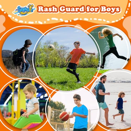 Image of Semois Boys Rash Guard Swim Shirt Short Sleeve Swimwear Toddler Kids Youth Rashguard Water Shirt UPF+ 50 Quick Dry Shirt