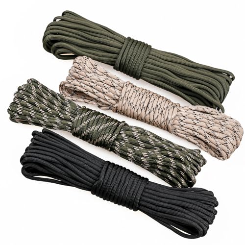 VABNEER 4 Rollo Paracord 4mm, 9 Hilos de Núcleo 48m Cuerda Paracord hasta 295 kg para Pulsera Trailer Doghale Tapes Survival, Longitud Total 157 Pies