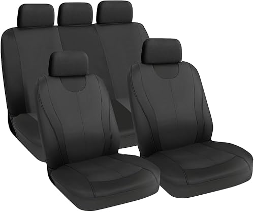 Juego completo de 5 fundas de asiento de automóvil, protectores de asiento delantero de poliéster con fundas de asiento trasero de banco dividido,