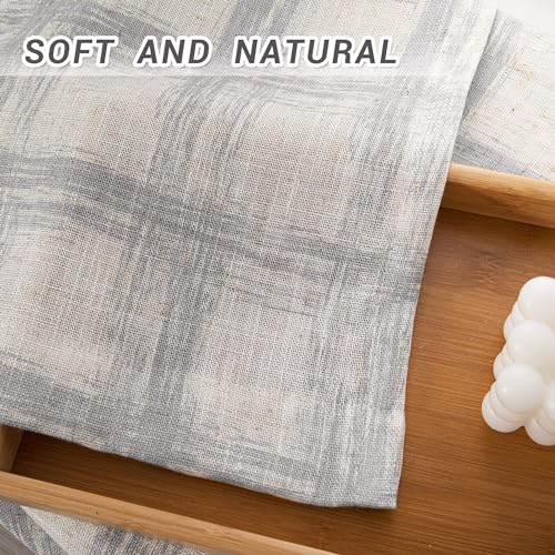 Image of MYSKY HOME Linen Sheer Curtains 95 Inch Length for Bedroom, Living Room Curtains 2 Panel Sets, Soft Plaid Linen Polyester Blend Semi Sheers Light Filtering Back Tab Privacy Drapes, 50 inchx95 inch, Grey