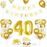 Luftballon 40. Geburtstag Golden, Geburtstagsdeko 40 Jahr, Ballon 40. Geburtstag, Riesen Folienballon Zahl 40, Happy Birthday Folienballon 40, Ballon 40 Deko zum Geburtstag Mann Frau