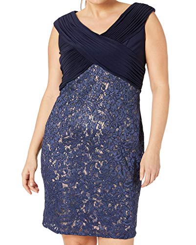 Image of Alex Evenings Women's Plus-Size Midi Cap Sleeve Dress with Sequin