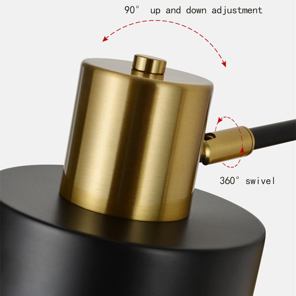 AoLa Vintage Wandleuchte Innen mit Schalter Wandlampe mit Steckdose und Kabel, E27 Verstellbar Nachttischlampe 360° Drehbar Metall Leselampe für Schlafzimmer Wohnzimmer Büro (Schwarz)