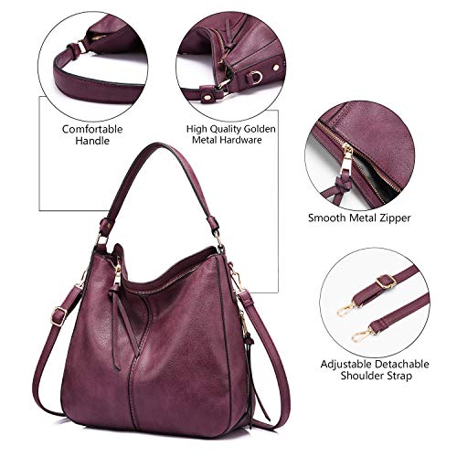 Image of Realer Hobo Crossbody Bags for Women Designer Faux Leather Hobo Handbags Retro Large Size Shoulder Bag Bucket Purse