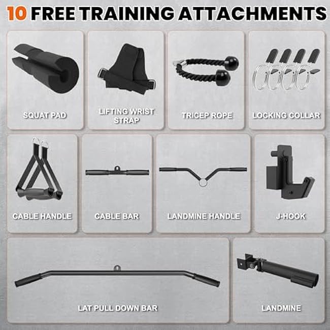 Wall Mounted Power Rack ¨C 1600LB Capacity Compact Commercial Home Gym with Dual Cable Crossover, LAT Pulldown, Multi-Grip Pull-Up Bar & Landmine Attachment for Small Spaces, P67 Striker Red