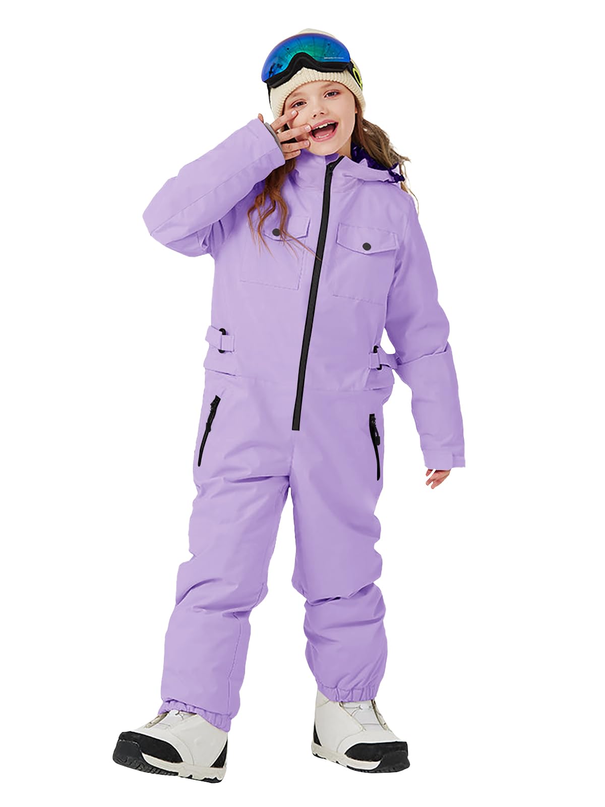 Photo 1 of ***HEAVILY USED/ STAINED*** Haloumoning Kids Snow Suit Girls Waterproof Insulated Winter Outdoor Overalls Snowboarding One Piece Ski Suit 5-14Years