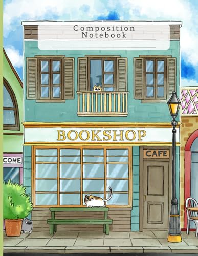 composition notebook : Three cats at the bookstore