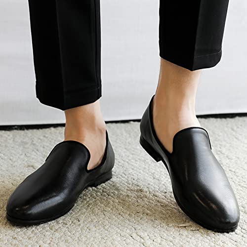 Men's Leather Slip-on Penny Loafers,Pointed Toe Soft Sole Comfortable Walking Moccasins Shoes Business Dress Shoes3