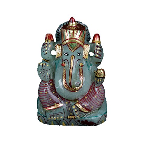 Ganesh Ganesha Beautiful Statues Hindu Good Luck God - Approximately 1915.50 Ct Statue of Green Jade Gem V-4458