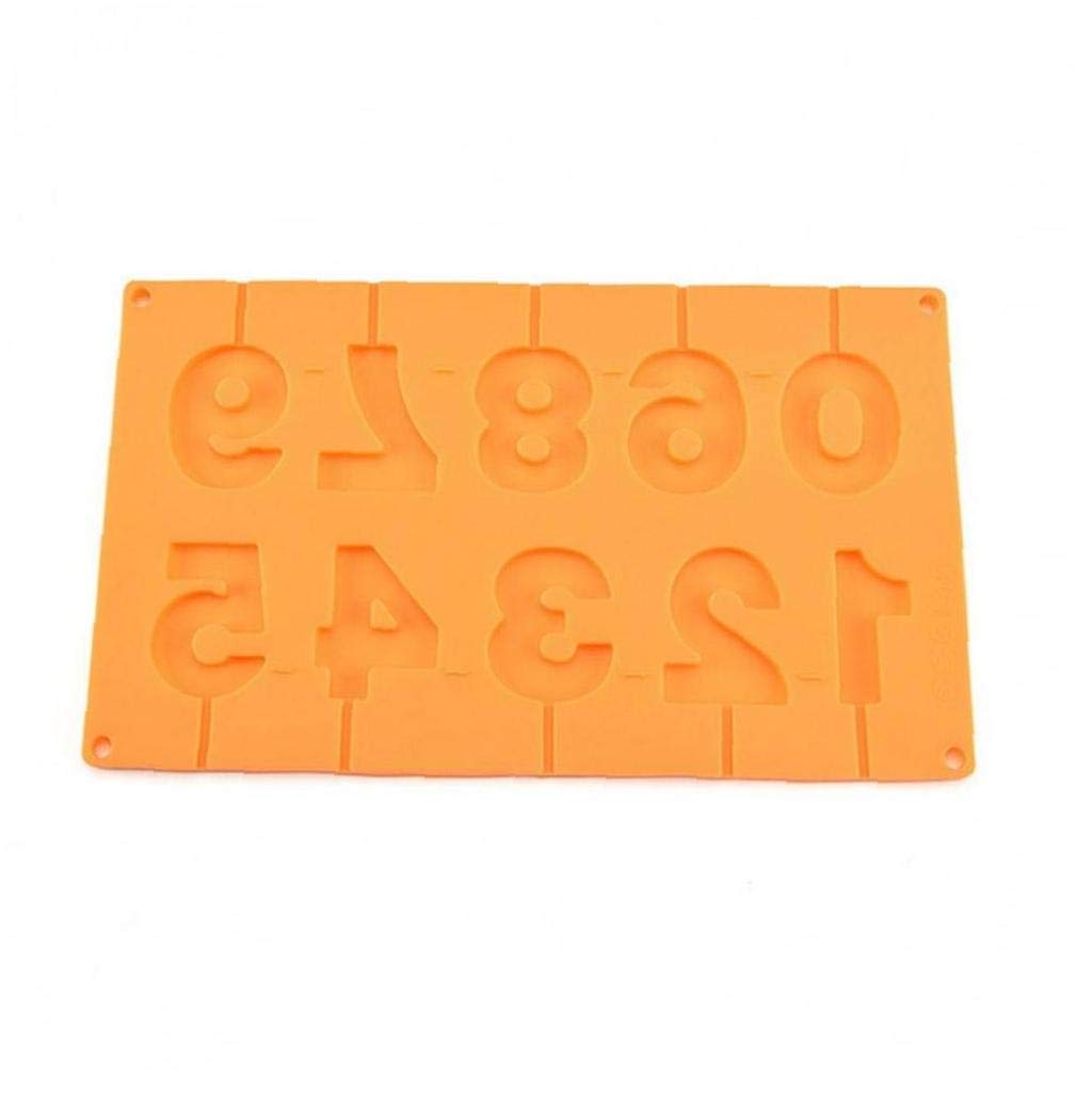 Lankater Random Number Shaped Lollipop Mold Candy Chocolate Moulds Party Fondant Cake Decorating Mould Tools Color