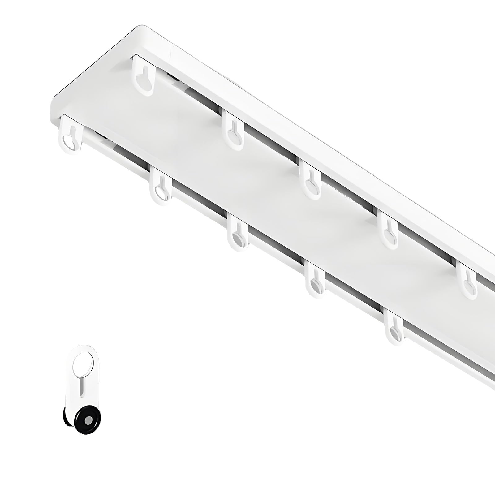 Silent - Sistema de riel de techo deslizante de aluminio para divisor de dormitorio y sala de estar (blanco) para privacidad