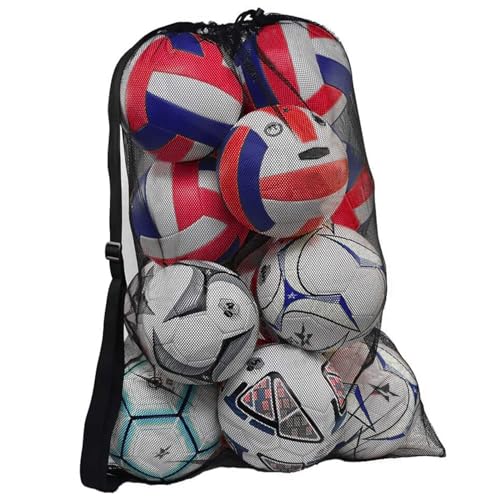 Diompirux Grande Bolsa de Pelota de Malla con Cordón y Correa Hombro, Nailon Bolsa de Fútbol de Malla Impermeable, para 10-12 Bolas, Reutilizable para Pelotas Baloncesto, Fútbol, Voleibol