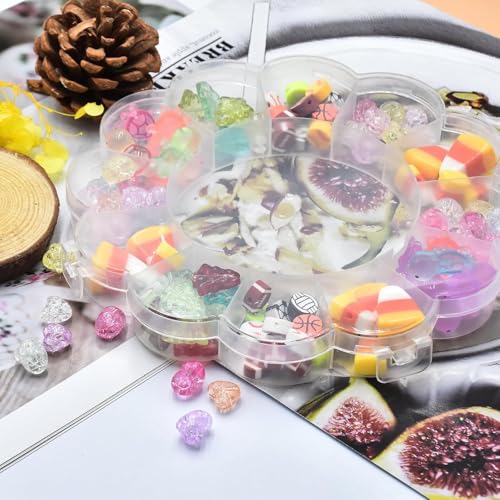 Image of 12 Grids Clear Plastic Bead Storage Containers，XOOBIU Nail Box Storage Case Container, Floral Pattern Flip Top Jewelry Boxes Organizers for Jewelry Making and Crafts，Beads Rings Earrings