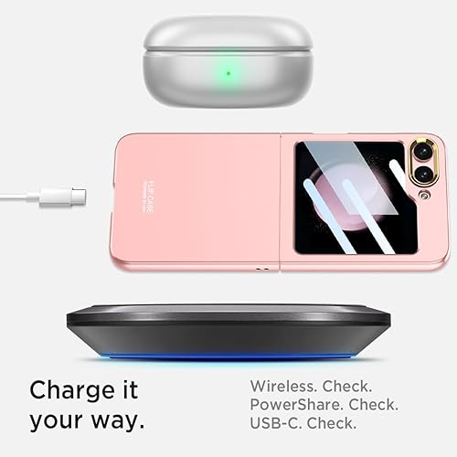 Miniatura 6 de Miimall Funda para Samsung Galaxy Z Flip 5 con protector de pantalla, ultra delgada textura táctil de piel de alta transparencia, protector de