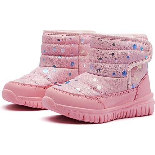 HOBIBEAR Glitter Pink Slip-On Snow Boots