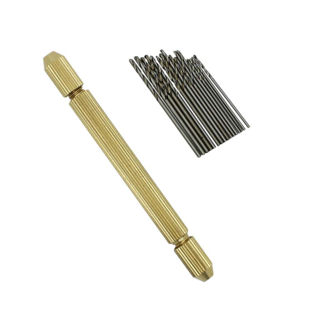 DIY Crafts Pack Of 3 Pcs, Design No # 1, Dual Side Brass Pin Vise Hand Drill Jewelry Drilling Chuck + Micro Twist Drill Point (Drill Point Both Side) + Mini Hand/Be (Pack Of 3 Pcs, Design No # 1) 1