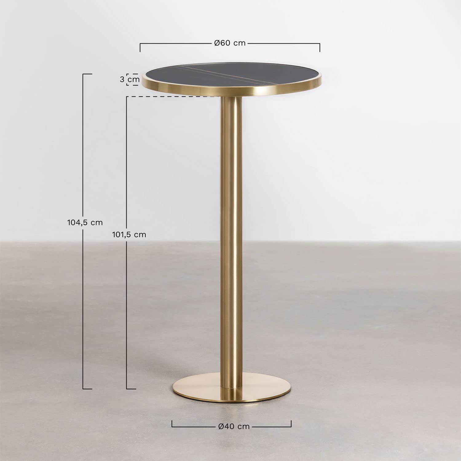 SKLUM Runder Stehtisch aus Steinzeug (Ø60 cm) Manhattan Weiss Gold Champagne
