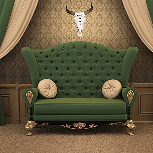 Otartu White Tribal Design Carved Steer Skull Wall Hanging Sculpture, 19 Inch Steer Head Bull Wall Décor (White) #TOP5