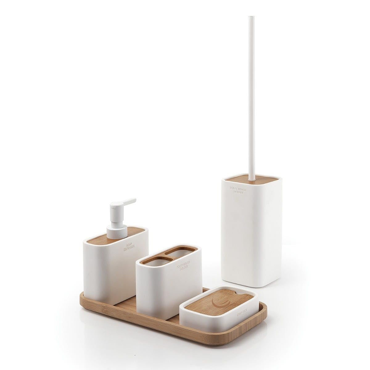 Kiamami Valentina jabonera Rectangular de bambú Blanco