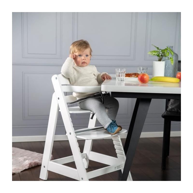 roba Treppenhochstuhl Sit Up III - Mitwachsender Baby Hochstuhl - ab 6 Monaten - Kinderhochstuhl aus Holz weiß - Stuhl bis 50 kg belastbar, 1 Stück (1er Pack)