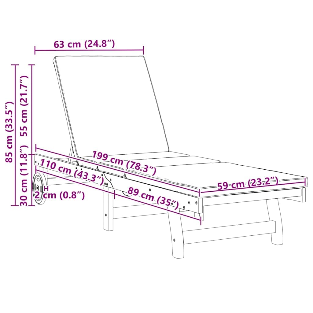 vidaXL Transat 2-Personne 2 pcs Marron Bois d'Acacia Massif, Transat d'extérieur réglable, mobilier de Jardin Moderne, Chaise Relax Multi-Positions, canapé terrasse Durable