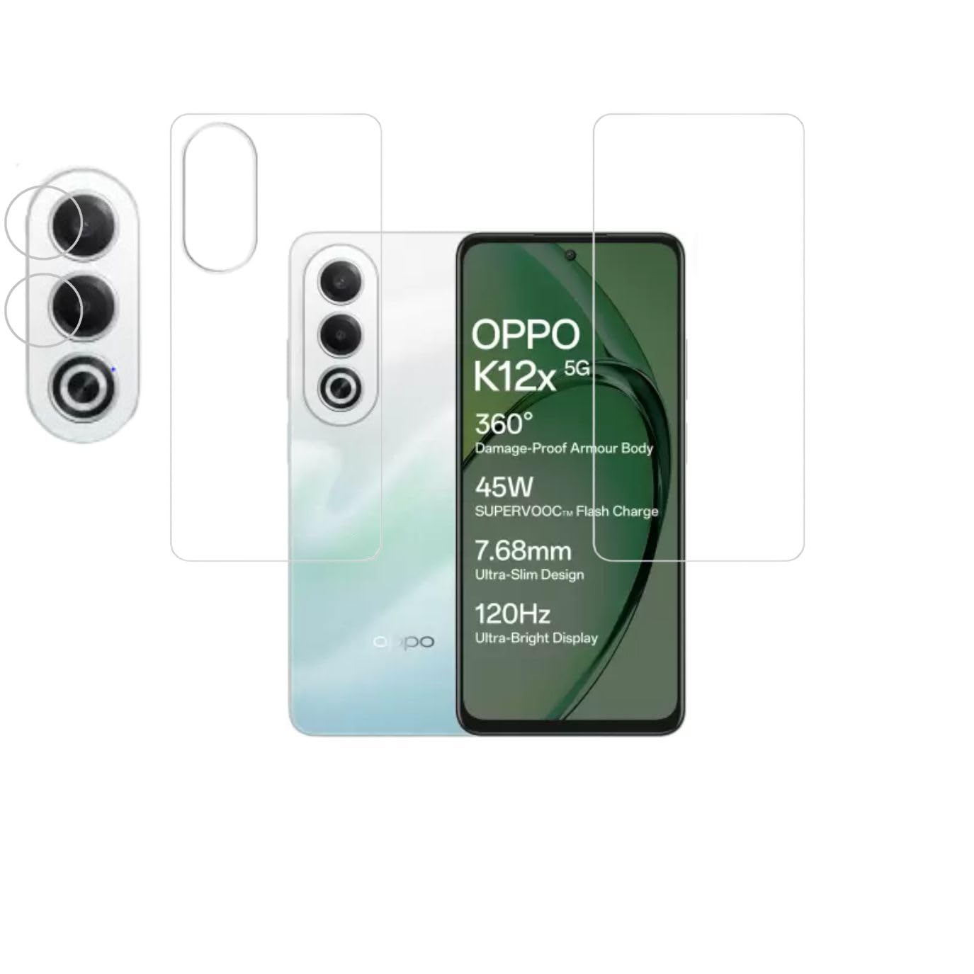 ISAAK Unbreakable Front & Back Screen Guard and Camera Lens Protector compatible with OPPO K12x 5G (COMBO PACK) (B0DBRKL11C) Amazon Price History, Amazon Price Tracker