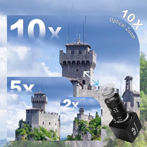 Caméra USB industrielle 8 MP avec zoom optique 10x et objectif varifocal