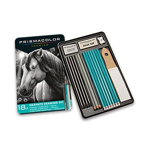 Prismacolor Premier lápices de grafito Drawing con gomas de borrar y sacapuntas, color negro 18-Piece Set