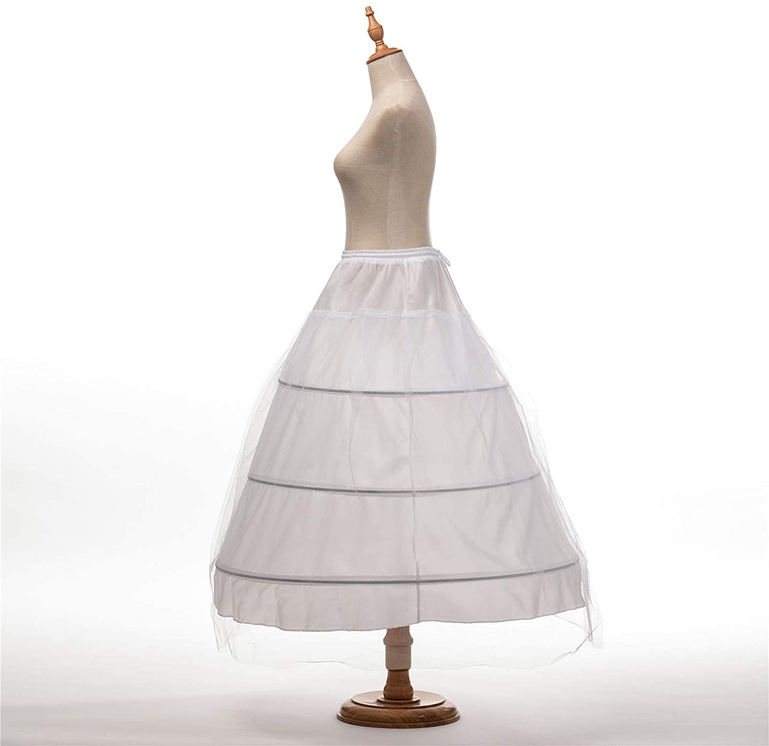 Frauen 3 Kreis verstellbare weiße A-Linie Rock Tanz Prinzessin Unterrock Brautkleid Unterrock